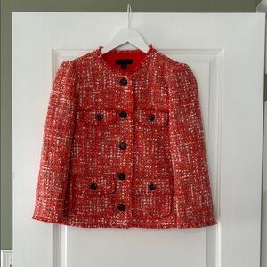 Red Tweed Jacket with Black Buttons